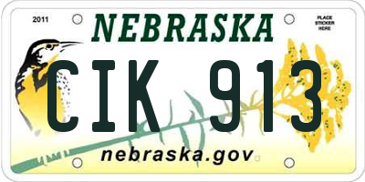 NE license plate CIK913