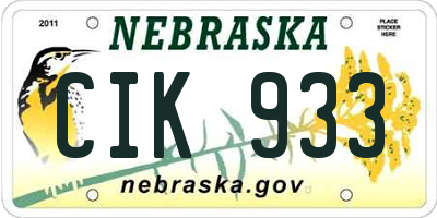 NE license plate CIK933