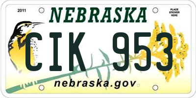 NE license plate CIK953