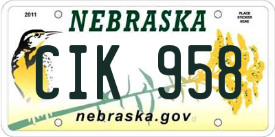 NE license plate CIK958
