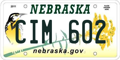NE license plate CIM602