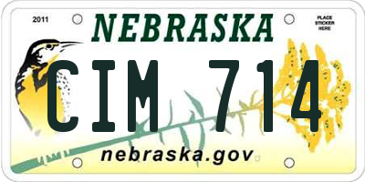 NE license plate CIM714
