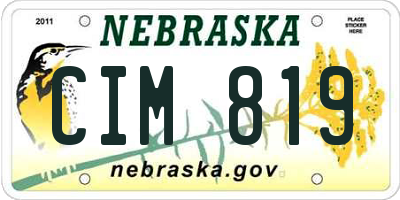 NE license plate CIM819