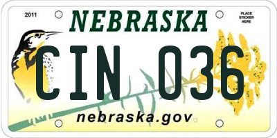 NE license plate CIN036