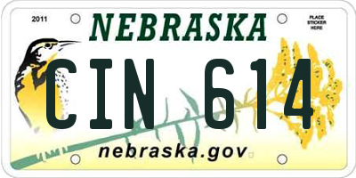 NE license plate CIN614