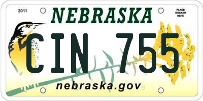 NE license plate CIN755