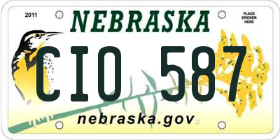 NE license plate CIO587