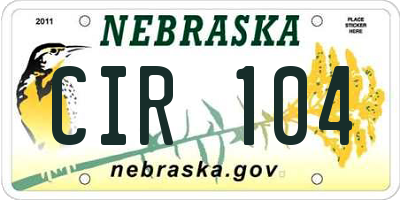 NE license plate CIR104