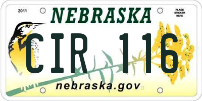 NE license plate CIR116