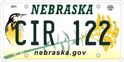 NE license plate CIR122