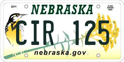 NE license plate CIR125