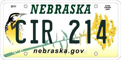 NE license plate CIR214