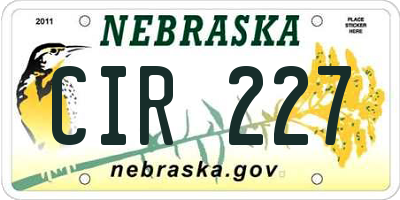 NE license plate CIR227