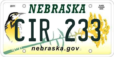 NE license plate CIR233