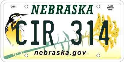 NE license plate CIR314