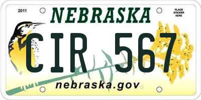 NE license plate CIR567