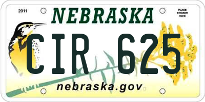 NE license plate CIR625