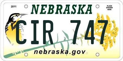 NE license plate CIR747
