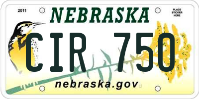NE license plate CIR750