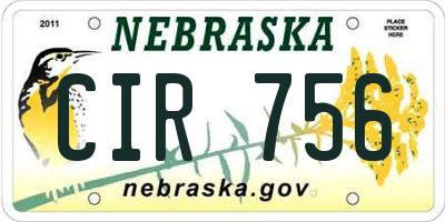 NE license plate CIR756