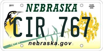 NE license plate CIR767