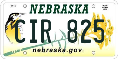 NE license plate CIR825