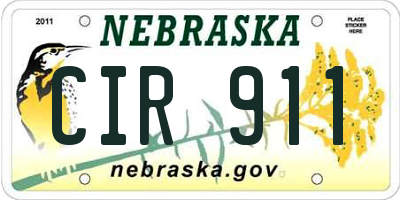 NE license plate CIR911