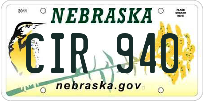 NE license plate CIR940