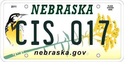 NE license plate CIS017