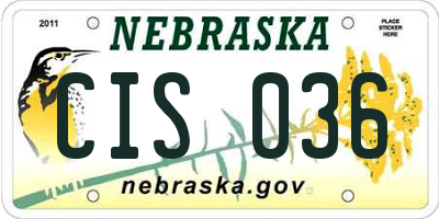 NE license plate CIS036