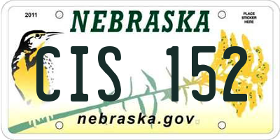 NE license plate CIS152