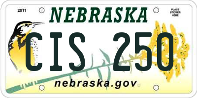 NE license plate CIS250