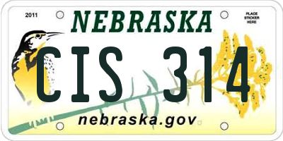 NE license plate CIS314