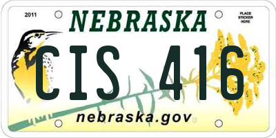NE license plate CIS416