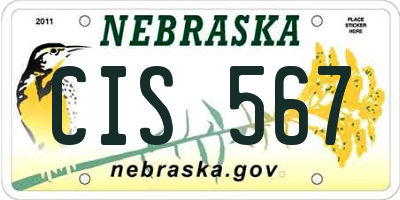 NE license plate CIS567