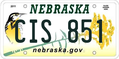NE license plate CIS851