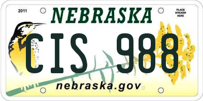NE license plate CIS988