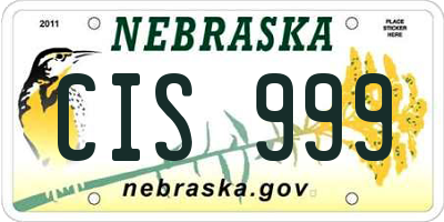 NE license plate CIS999