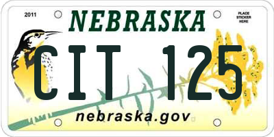 NE license plate CIT125