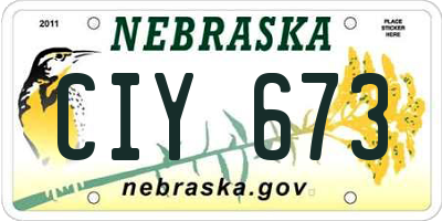 NE license plate CIY673
