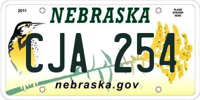 NE license plate CJA254