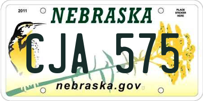 NE license plate CJA575