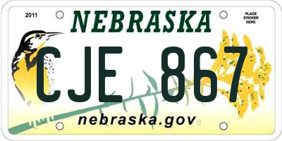 NE license plate CJE867