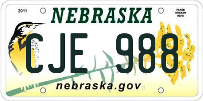 NE license plate CJE988