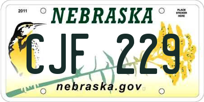 NE license plate CJF229
