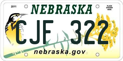 NE license plate CJF322