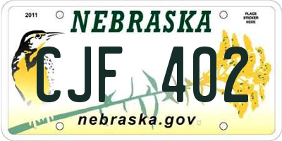 NE license plate CJF402