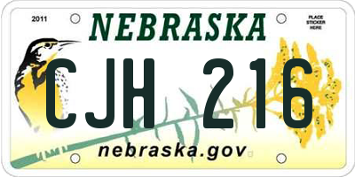 NE license plate CJH216