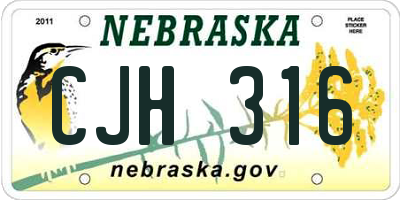 NE license plate CJH316