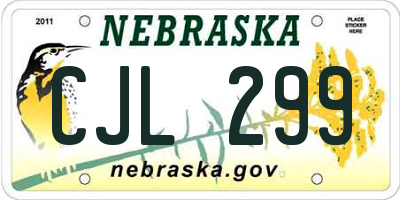 NE license plate CJL299